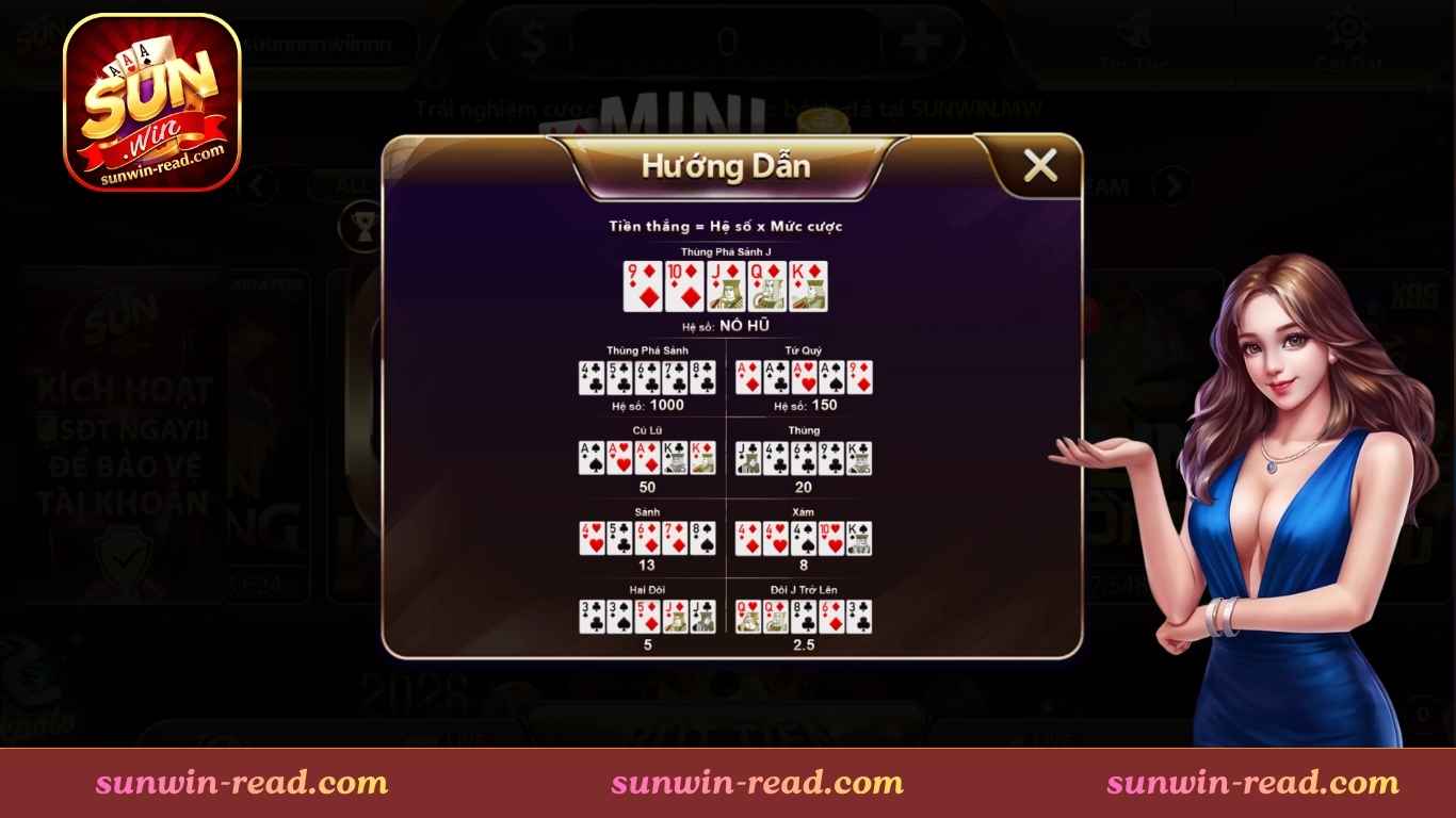 Cách chơi game Mini Poker Sunwin nổ hũ hấp dẫn